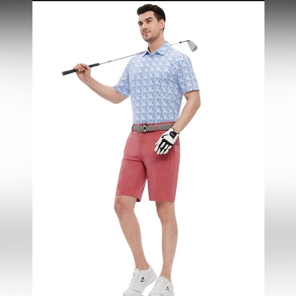 10” Inseam Striped Golf Shorts in Nantucket Red - Picture 2 of 9